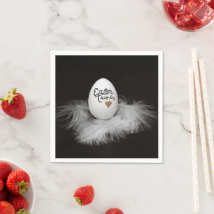 Easter time white egg napkin