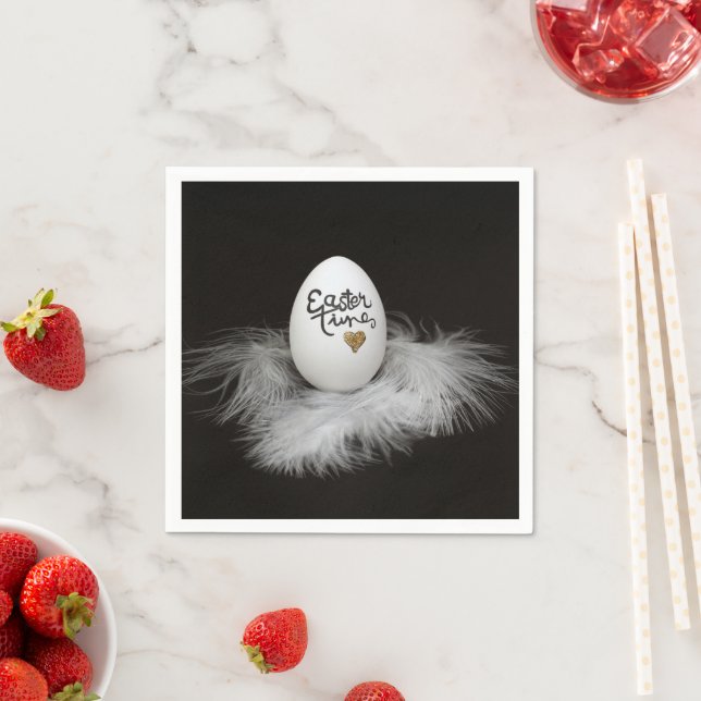 Easter time white egg napkin (Insitu)