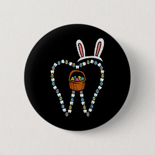 Easter Tooth Bunny Ears Cute Teeth Dentist Dental 2 Inch Round Button