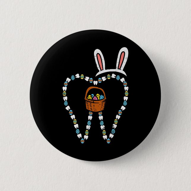 Easter Tooth Bunny Ears Cute Teeth Dentist Dental  2 Inch Round Button (Front)
