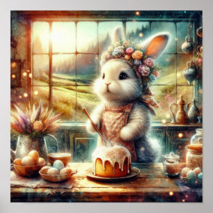 Easter Treats with Cute Watercolor Bunny Baker Poster