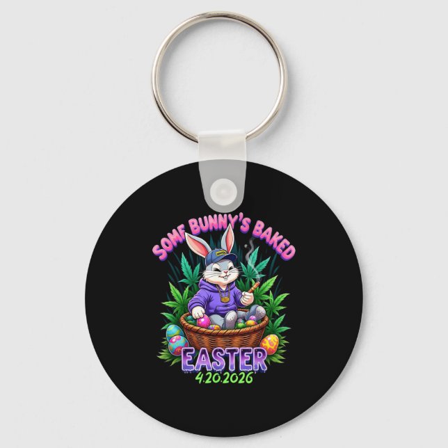 Easter trendy funny bunny  keychain (Front)