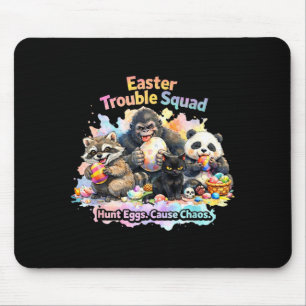 Easter trouble squad funny animal easter egg hunt mouse pad