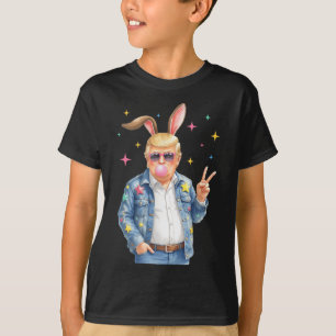 Easter Trump Bunny Blowing Bubble Sungles Peace Si T-Shirt