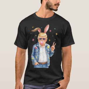 Easter Trump Bunny Blowing Bubble Sungles Peace Si T-Shirt
