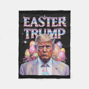 Easter Trump Funny Easter Celebration Rabbit Hunt Fleece Blanket