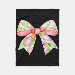 Easter Tulip Coquette Bow Pink Spring Flowers Flor Fleece Blanket