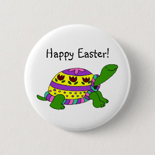 Easter turtle 2 inch round button