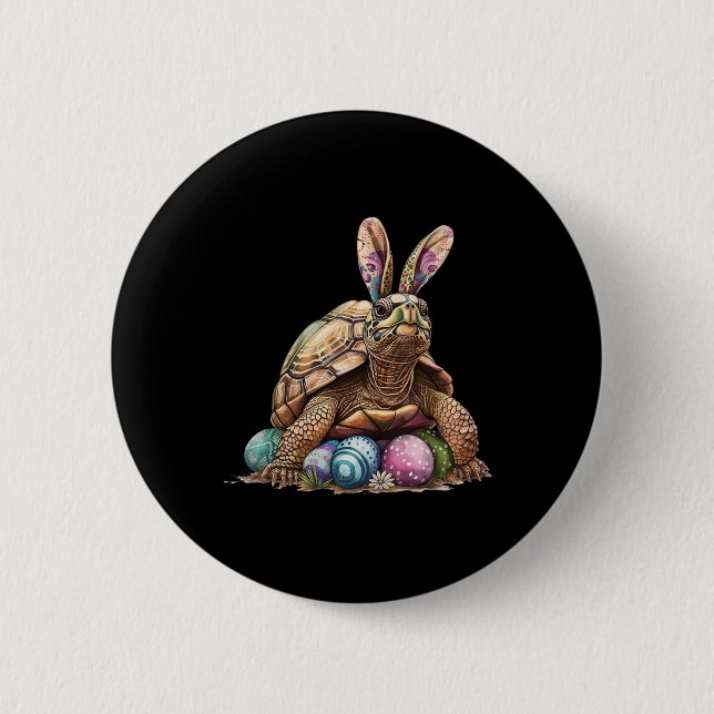 Easter Turtle Easter Turtle Bunny Ears Easter Egg  2 Inch Round Button (Front)