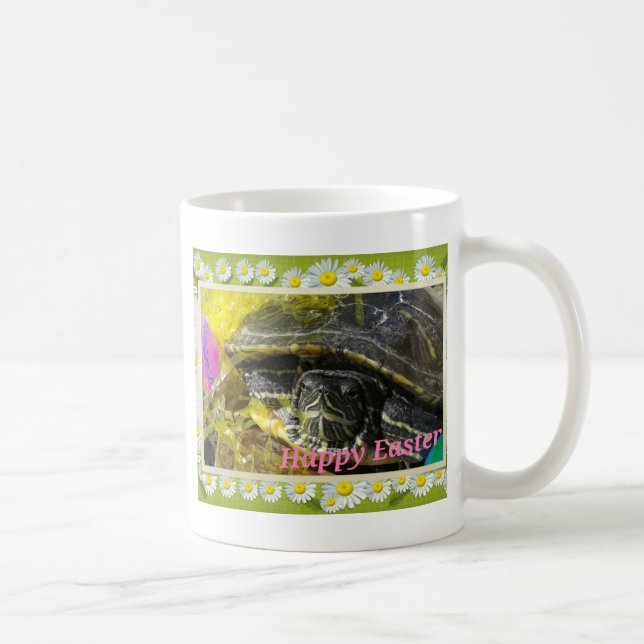 Easter Turtle Flower Border Digital Art Coffee Mug (Right)