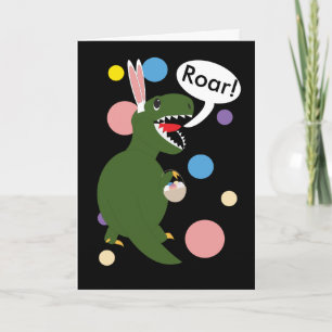 Easter Tyrannosaur Rex Bunny Rabbit Ears Custom Holiday Card