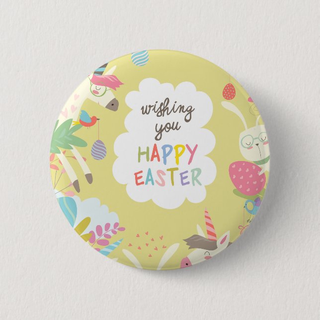 easter unicorn 2 inch round button (Front)