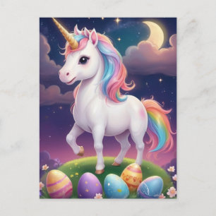 Easter Unicorn at Magical Night Postcard