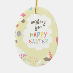 easter unicorn ceramic ornament