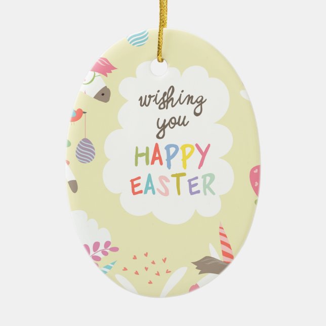 easter unicorn ceramic ornament (Front)