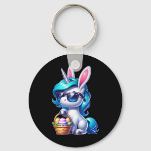Easter Unicorn Shirt With Eggs Happy Easter Boys G Keychain