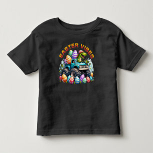 Easter Vibes Dino on Monster Truck with Easter Egg Toddler T-shirt