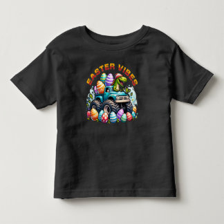 Easter Vibes Dino on Monster Truck with Easter Egg Toddler T-shirt