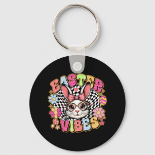 Easter Vibes Floral Bunny Rabbit Egg Coquette Bow Keychain