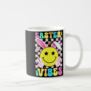 Easter vibes retro groovy bunny rabbit ears womenE Coffee Mug