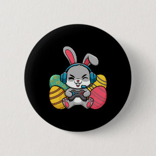 Easter Video Game Bunny Eggs Gaming Gamer Boys Men 2 Inch Round Button