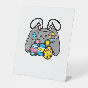 Easter Video Game Bunny Eggs Gaming Gamer Boys Men Pedestal Sign