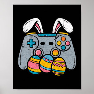 Easter Video Game Bunny Eggs Gaming Gamer Boys Men Poster