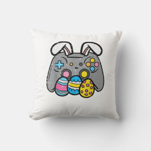 Easter Video Game Bunny Eggs Gaming Gamer Boys Men Throw Pillow