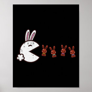 Easter Video Game Eating Bunnies Gaming Boys Kids Poster