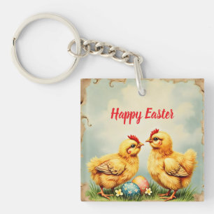 Easter Vintage 2 Little Chicken Holiday Collection Keychain