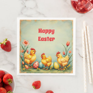 Easter Vintage 3 Little Chicken Holiday Collection Napkin