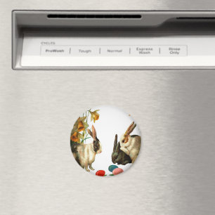 Easter Vintage Bunnies Looking at Candy Eggs, ZSSG Magnet