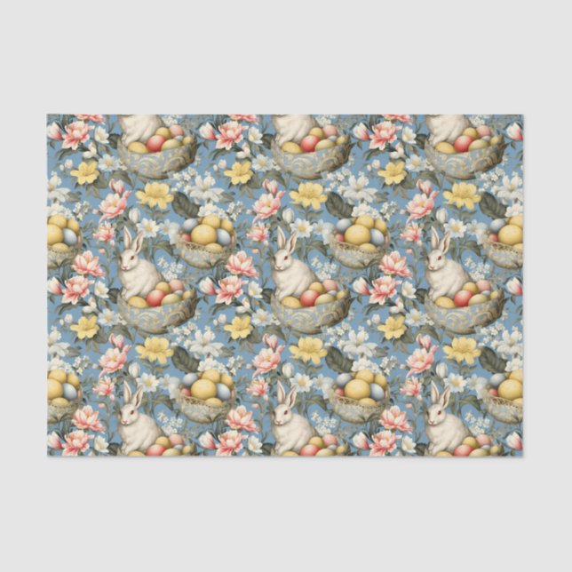 Easter Vintage Bunny Spring Pattern Tissue Paper (Front)