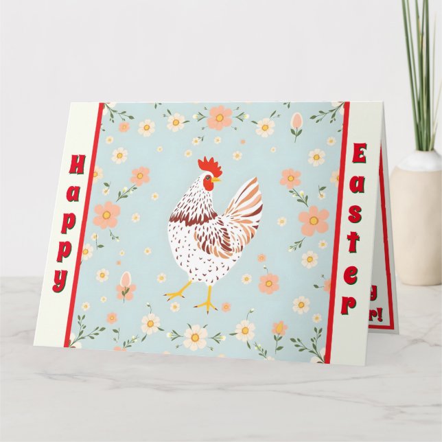 Easter Vintage Chicken Holiday Collection Card (Front)