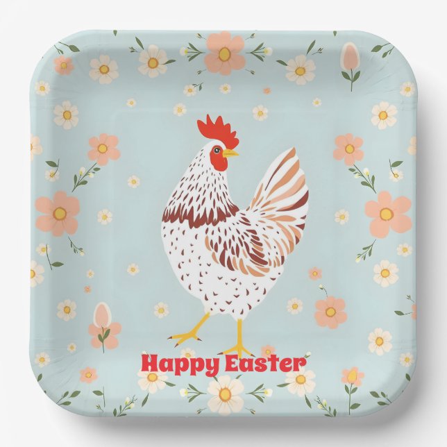Easter Vintage Chicken Holiday Collection Paper Plate (Front)
