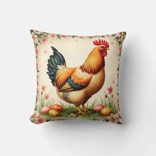 Easter Vintage Holiday Trendy Easter Collection Throw Pillow (Front)
