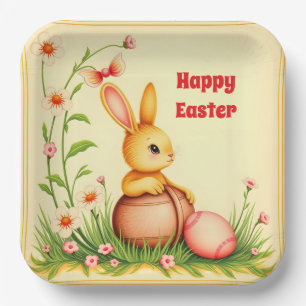 Easter Vintage Rabbit Holiday Collection Paper Plate