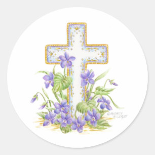 Easter Violet Cross Stickers