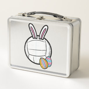 Easter Volleyball Bunny Sports Player Women Girls  Metal Lunch Box