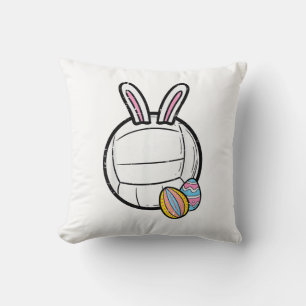 Easter Volleyball Bunny Sports Player Women Girls  Throw Pillow
