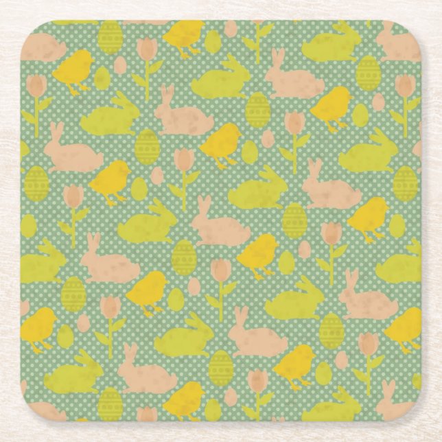Easter Wallpaper Square Paper Coaster (Front)