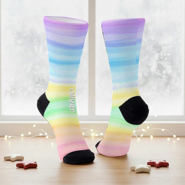 Easter Watercolor Background Name Personalized Socks (Creator Uploaded)