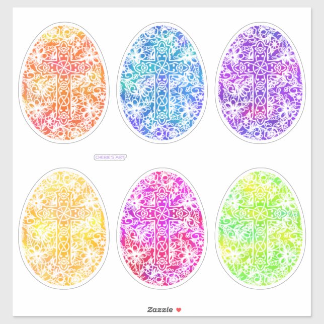 Easter Watercolor Cross Eggs  (Sheet)