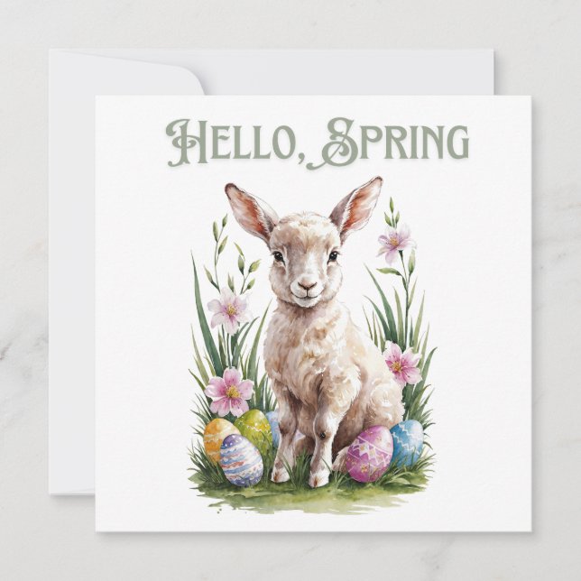 Easter Watercolor Lump, Eggs & Flowers Invitation (Front)