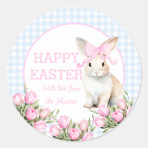 Easter watercolor tulip bunny Easter  Classic Round Sticker