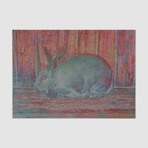 Easter White Bunny Rabbit Red Teal Wood Grain Tissue Paper