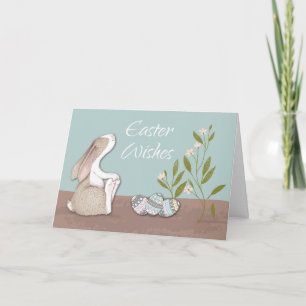 Easter Wishes Adorable Bunny and Eggs Card