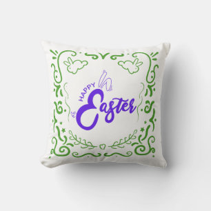 Easter wishes bunny ears throw pillow