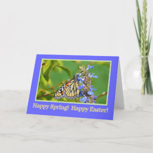 EASTER WISHES/MONARCH BUTTERFLY ON FLOWER/ CUSTIMO HOLIDAY CARD