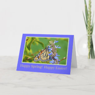 EASTER WISHES/MONARCH BUTTERFLY ON FLOWER/ CUSTIMO HOLIDAY CARD